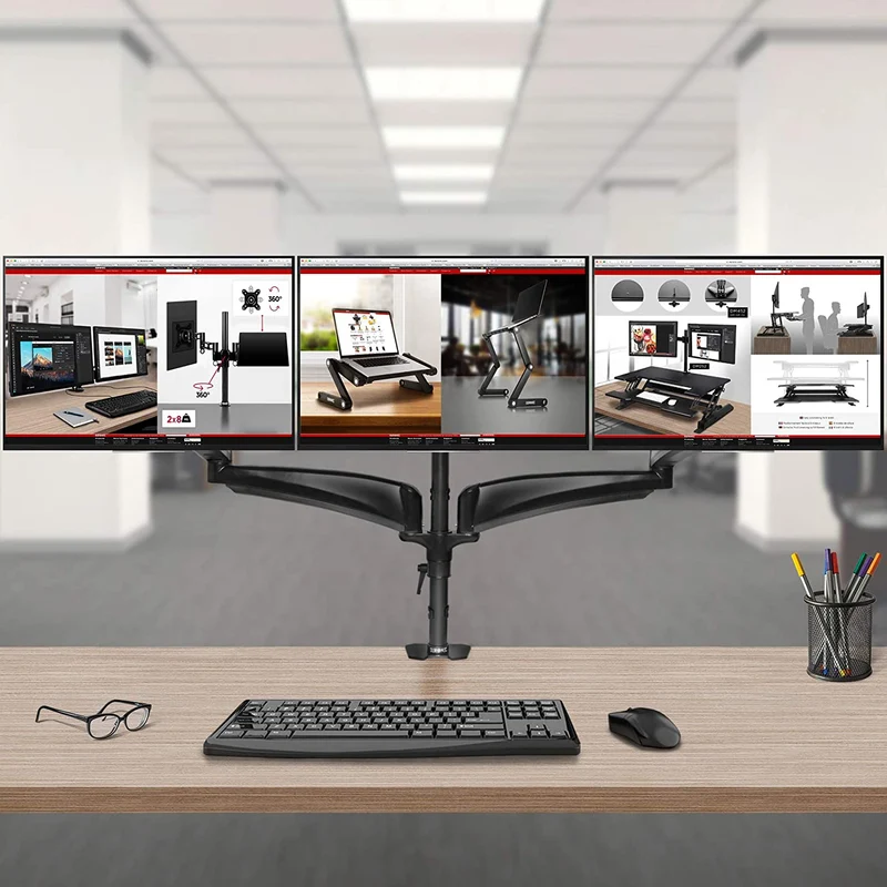 Duronic DM453VX1 Braccio per 4 monitor da 13 a 27 pollici | Supporto schermi quadruplo| Inclinazione e altezza regolabile | VESA 75 100 | Supporto monitor ergonomico doppio articolato | Gestione cavi