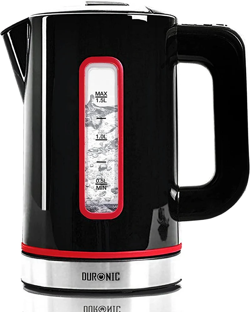 Duronic EK30 BK Bollitore acqua elettrico 2200W | Capacità 1,5 L | Temperatura regolabile da 40°C a 100°C | Spegnimento automatico | Funzione mantenimento temperatura | Per Acqua Tè Tisane Caffè