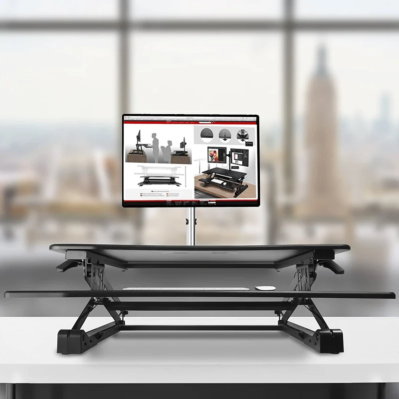 Duronic DM05D3 BK Postazione Lavoro  Altezza regolabile 15-50cm - Ampia Piattaforma 73x59cm - Portata 15kg  Scrivania ergonomica per Lavorare in Piedi con Supporto per Tastiera