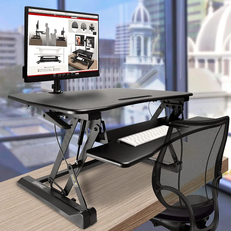 Duronic DM05D3 BK Postazione Lavoro  Altezza regolabile 15-50cm - Ampia Piattaforma 73x59cm - Portata 15kg  Scrivania ergonomica per Lavorare in Piedi con Supporto per Tastiera