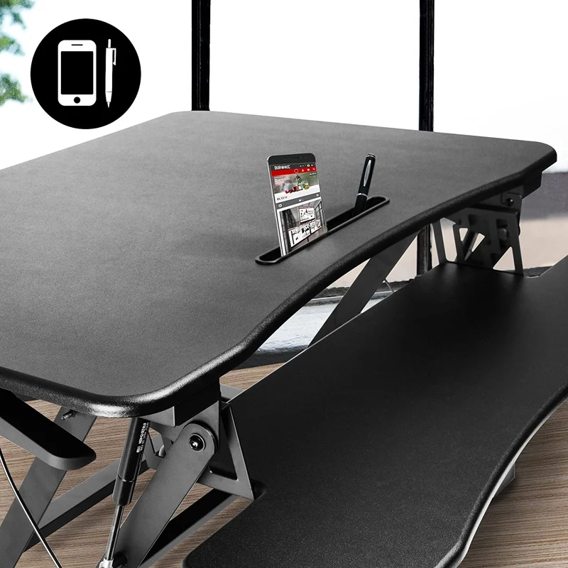 Duronic DM05D3 BK Postazione Lavoro  Altezza regolabile 15-50cm - Ampia Piattaforma 73x59cm - Portata 15kg  Scrivania ergonomica per Lavorare in Piedi con Supporto per Tastiera