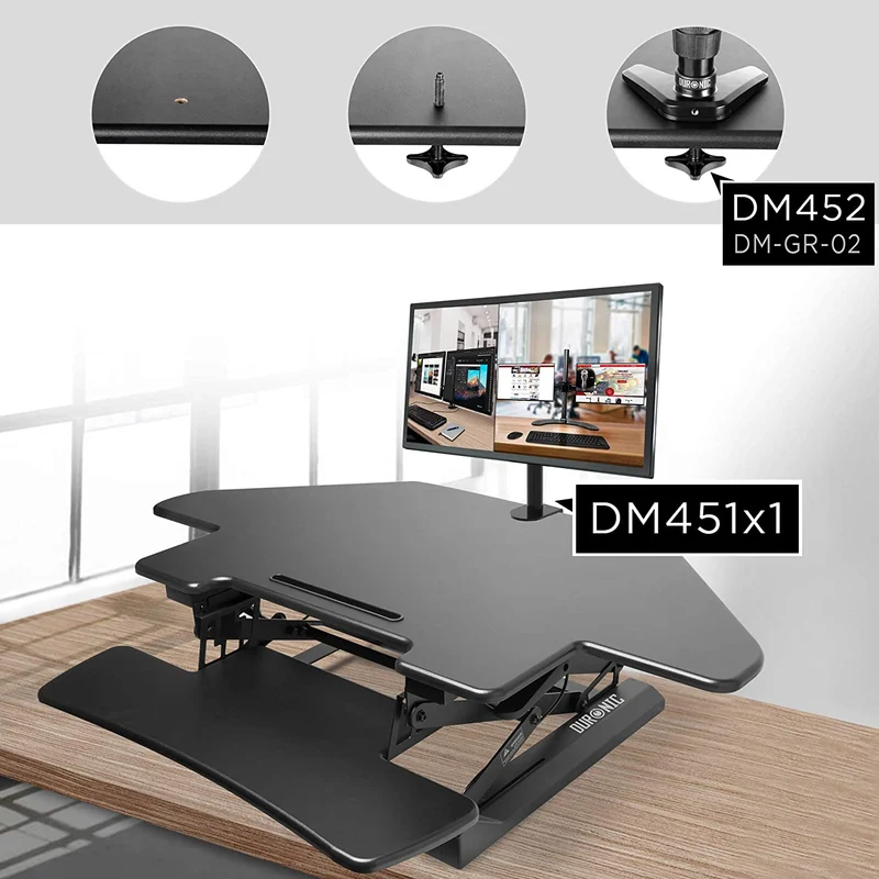 Duronic DM05D5 BK Postazione da lavoro per computer con ampia piattaforma 100 cm scrivania ufficio per pc monitor tastiera  altezza regolabile da 15 a 50 cm  compatibile con supporti monitor