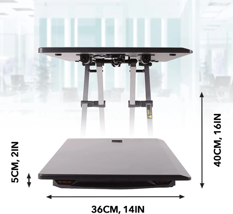 Duronic DM05D11 BK Postazione Lavoro  Altezza regolabile 5-40cm - Ampia Piattaforma 74-43cm - Portata 8kg  Scrivania ergonomica per Lavorare in Piedi con Supporto per Tastiera