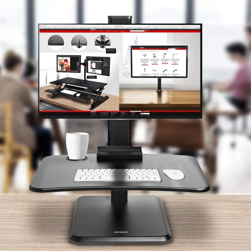 Duronic DM05D14 BKPostazione da lavoro per computer con ampia piattaforma 65 cm scrivania ufficio per pc monitor tastiera  altezza regolabile da 72 a 116 cm
