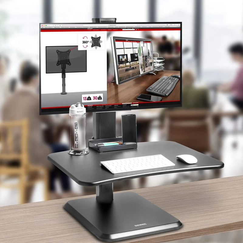 Duronic DM05D14 BKPostazione da lavoro per computer con ampia piattaforma 65 cm scrivania ufficio per pc monitor tastiera  altezza regolabile da 72 a 116 cm