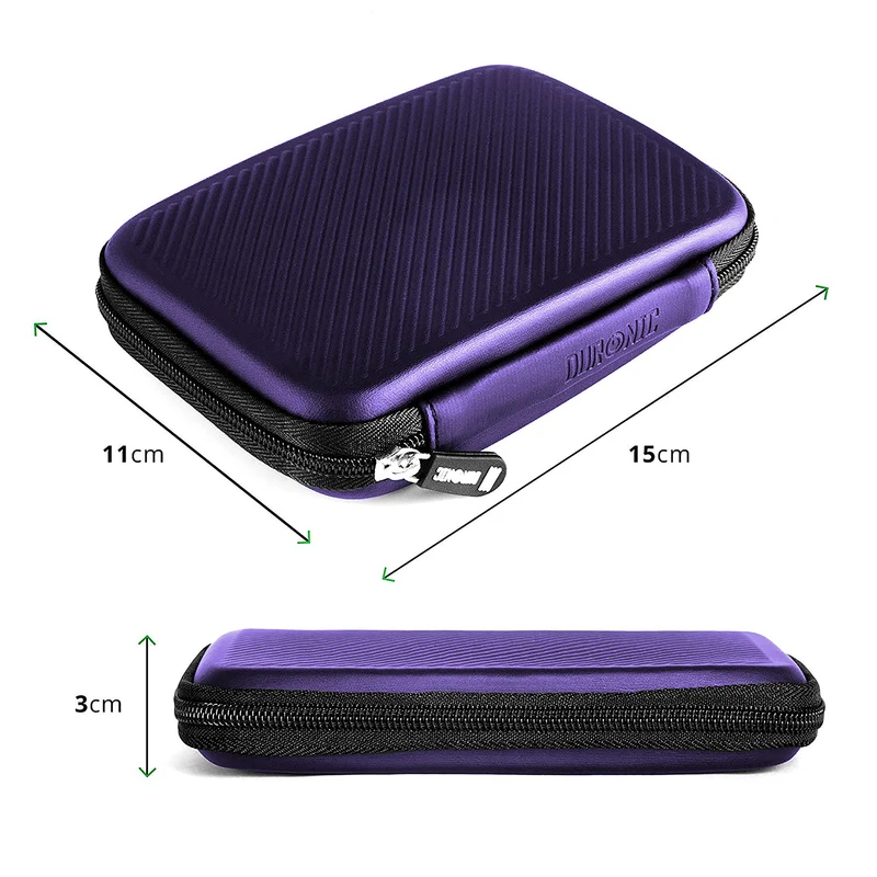 Duronic HDC2 VT Custodia per Hard Disk esterno, Compatibile con tutti i hard disk, Custodia portatile con scomparto per cavo renitente e leggero, Borsa protettiva antiurto, Viola