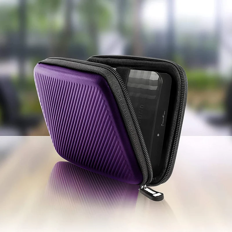 Duronic HDC2 VT Custodia per Hard Disk esterno, Compatibile con tutti i hard disk, Custodia portatile con scomparto per cavo renitente e leggero, Borsa protettiva antiurto, Viola