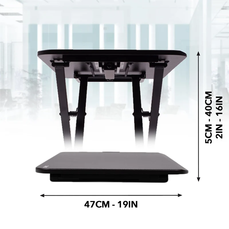 Duronic DM05D24 BK Postazione da Lavoro per Computer  Ampia piattaforma 74 x 47 cm  Altezza regolabile 5 a 40 cm  Scrivania regolabile per Monitor, tastiera, Laptop