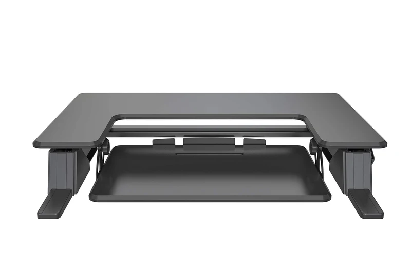 Duronic DM05D21 BK Postazione Lavoro  Altezza regolabile 13-49cm - Ampia Piattaforma 90-52cm - Portata 13kg  Scrivania ergonomica per Lavorare in Piedi con Supporto per Tastiera