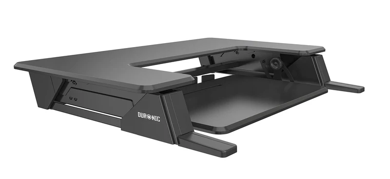 Duronic DM05D21 BK Postazione Lavoro  Altezza regolabile 13-49cm - Ampia Piattaforma 90-52cm - Portata 13kg  Scrivania ergonomica per Lavorare in Piedi con Supporto per Tastiera