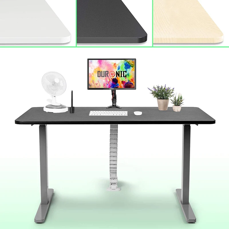 Duronic TT157 BK Piano scrivania  Ripiano scrivania 150 cm x 70 cm - Compatibile con telai da scrivania Duronic  Piano di lavoro per ufficio ergonomico  Nero