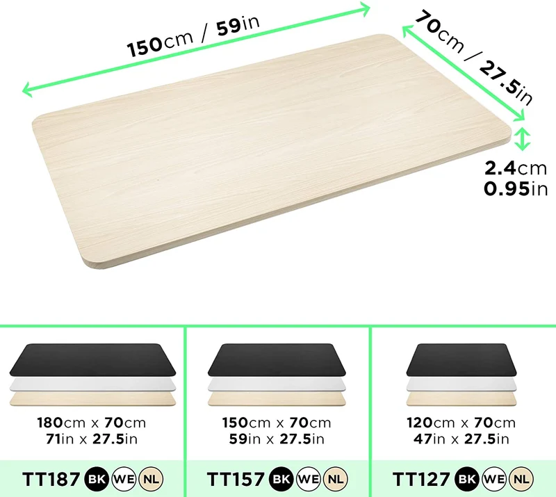Duronic TT157 NL Piano scrivania  Ripiano scrivania 150 cm x 70 cm - Compatibile con telai da scrivania Duronic  Piano di lavoro per ufficio ergonomico  Naturale