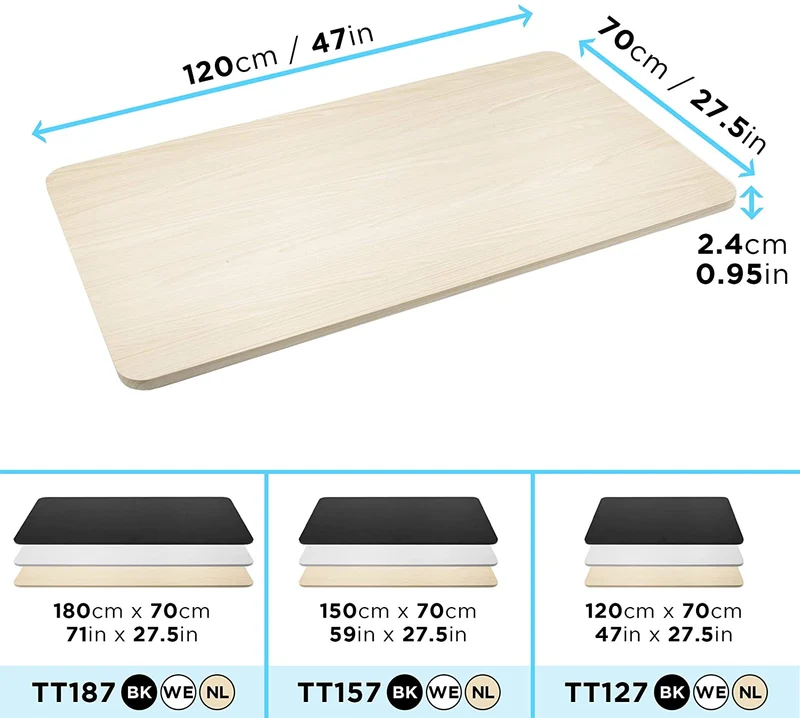 Duronic TT127 NL Piano scrivania  Ripiano scrivania 120 cm x 70 cm - Compatibile con telai da scrivania Duronic  Piano di lavoro per ufficio ergonomico  Naturale