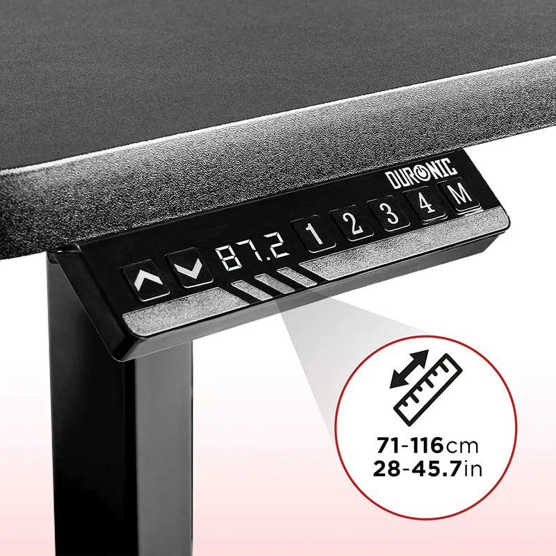 Duronic TM22 BK Telaio per scrivania elettrico - Altezza regolabile 71 - 116 cm - Postazione di lavoro ergonomica  Funzione memoria - 2 Livelli - Meccanismo doppio di sollevamento  Nero