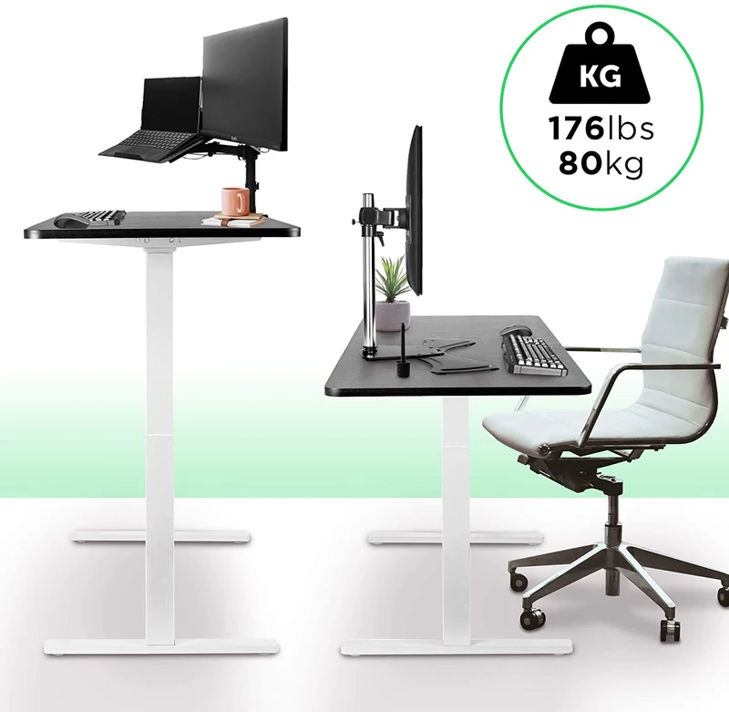 Duronic TM12 WE Telaio per scrivania elettrico - Altezza regolabile 71 - 116 cm - Postazione di lavoro ergonomica  Funzione memoria - 2 Livelli - Meccanismo singolo di sollevamento - Bianco