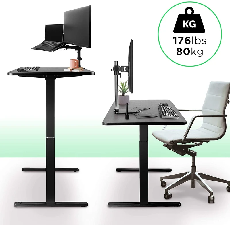 Duronic TM12 BK Telaio per scrivania elettrico - Altezza regolabile 71 - 116 cm - Postazione di lavoro ergonomica  Funzione memoria  2 Livelli - Meccanismo singolo di sollevamento - Nero