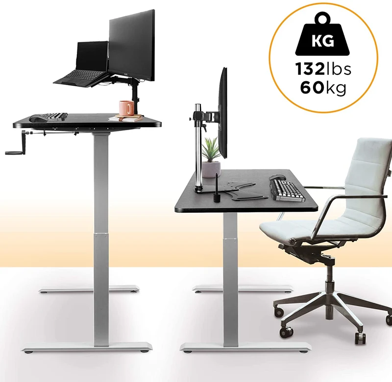 Duronic TM00 GY Telaio per scrivania - Altezza regolabile 71 - 116 cm manuale - Postazione di lavoro ergonomica - 2 Livelli - Robusta e personalizzabile  Argento