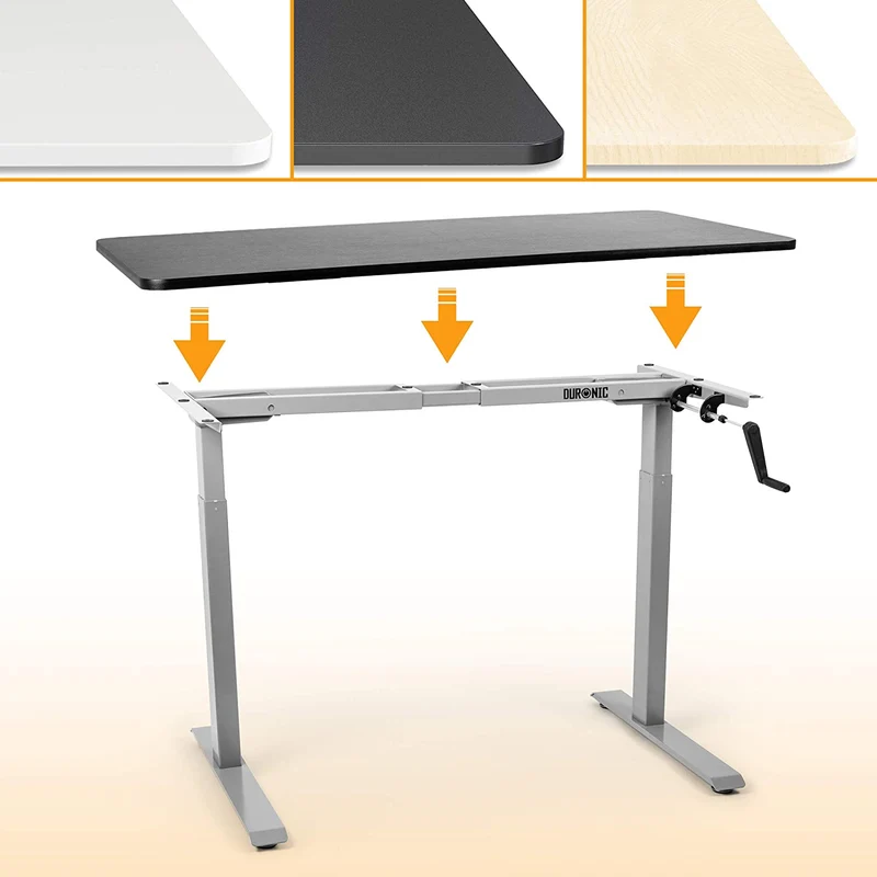 Duronic TM00 GY Telaio per scrivania - Altezza regolabile 71 - 116 cm manuale - Postazione di lavoro ergonomica - 2 Livelli - Robusta e personalizzabile  Argento