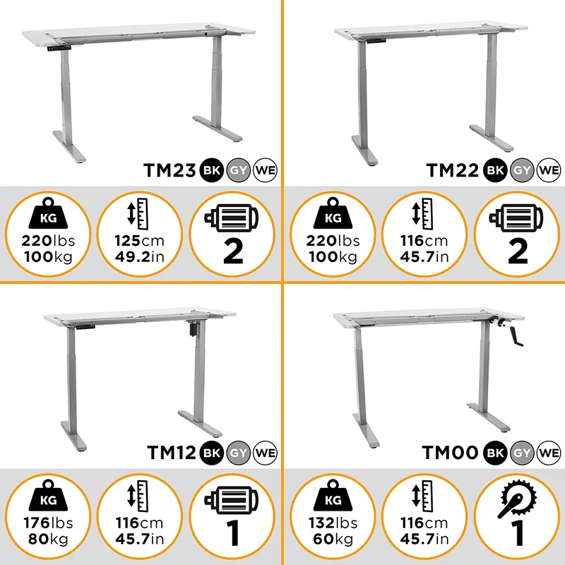 Duronic TM00 GY Telaio per scrivania - Altezza regolabile 71 - 116 cm manuale - Postazione di lavoro ergonomica - 2 Livelli - Robusta e personalizzabile  Argento