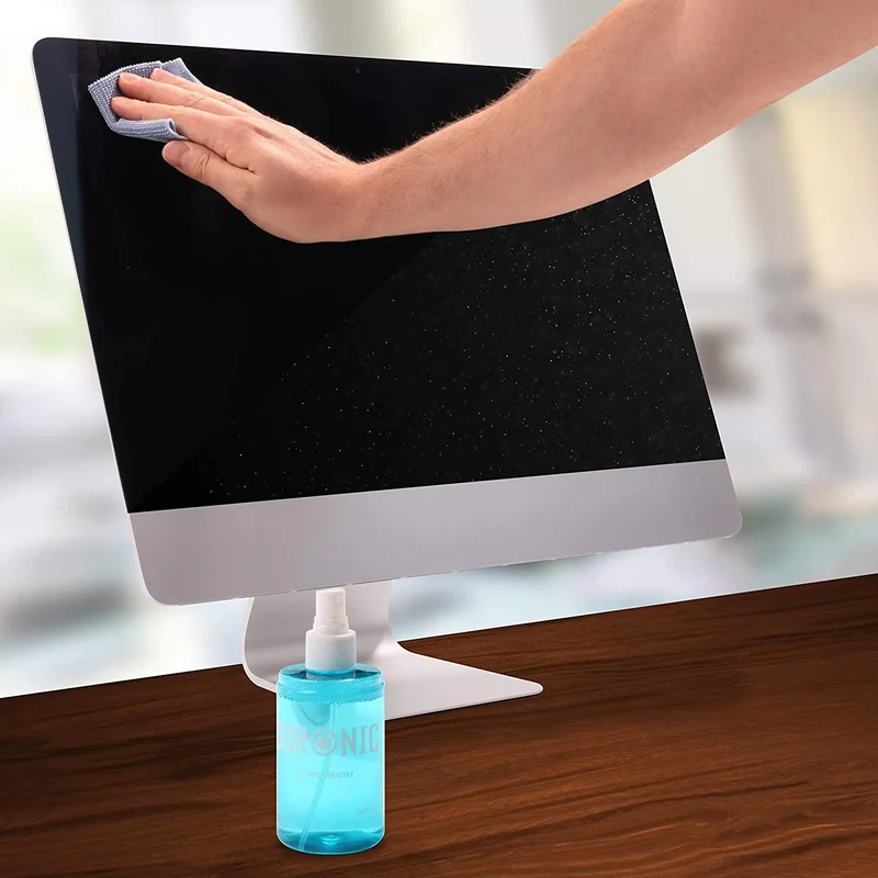 Duronic SCK102 Kit di pulizia - 2 Flaconi da 200ml con panno in microfibra - Detergente liquido PH neutro per monitor TV PC smartphone - Non lascia aloni o macchie