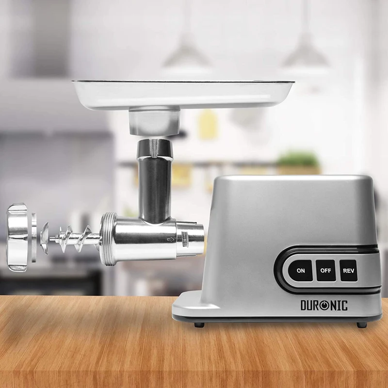 Duronic MG301 Tritacarne in acciaio inossidabile 3000 W  Accessori per salsicce, 3 dischi di macinazione, kibbe  Ideale per creare piatti a base di carne o verdure (hamburger vegani)
