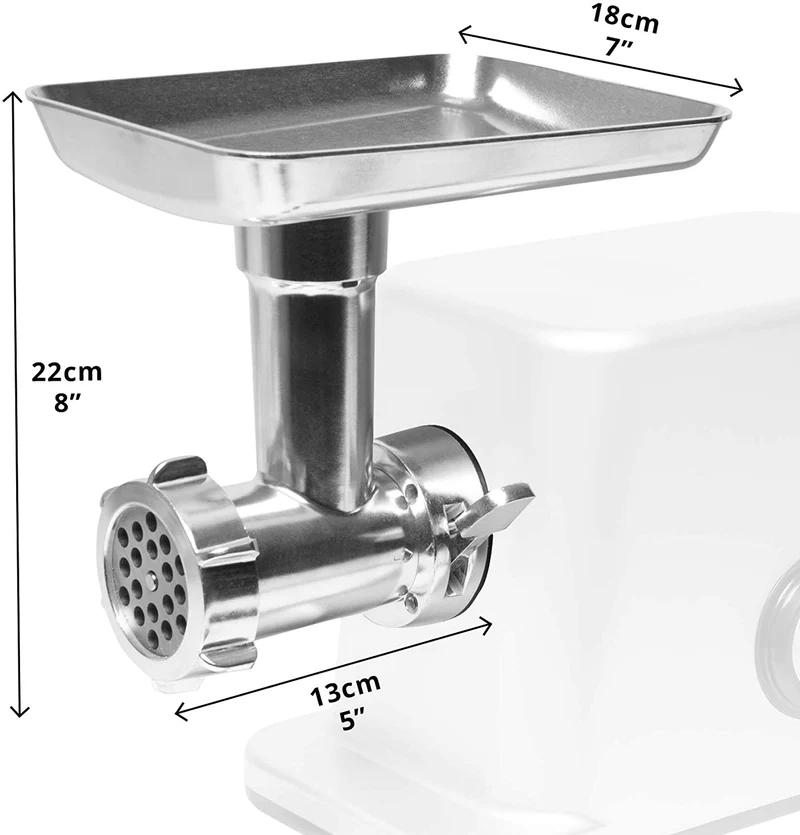 Duronic MG301 Tritacarne in acciaio inossidabile 3000 W  Accessori per salsicce, 3 dischi di macinazione, kibbe  Ideale per creare piatti a base di carne o verdure (hamburger vegani)