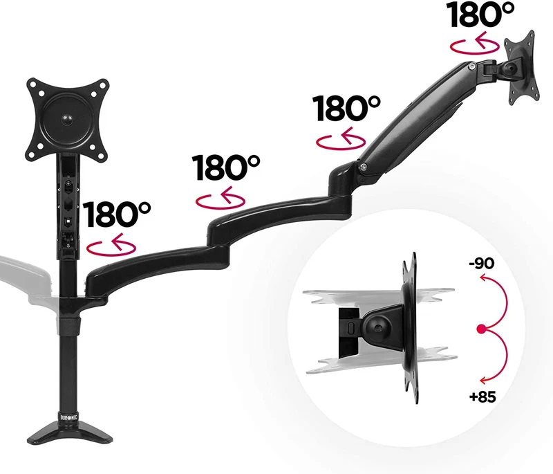 Duronic DM553 BK Braccio per 3 monitor da 15 a 27 pollici | Supporto schermi doppio | Inclinazione e altezza facilmente regolabile | VESA 75 100 | Supporto monitor ergonomico doppio articolato per PC