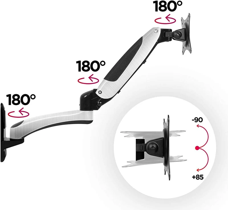 Duronic DM65W1X2 Supporto monitor da parete | Per schermi da 15 a 27 pollici | Inclinazione regolabile | Capacità 8 kg |VESA 70 100 | Supporto ergonomico murale | Con ganci gestione cavi | Universale