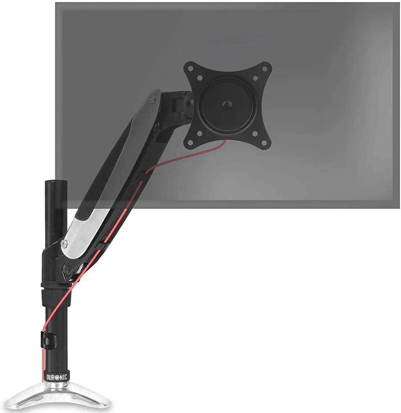 Duronic DM651X1 BK Braccio per un monitor da 15 a 27 pollici | Supporto per schermo singolo | Inclinazione e altezza regolabile | VESA 75 100 | Supporto monitor con tensione gas per PC | Con morsetto