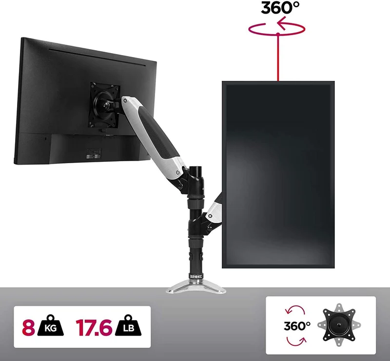 Duronic DM651X1 BK Braccio per un monitor da 15 a 27 pollici | Supporto per schermo singolo | Inclinazione e altezza regolabile | VESA 75 100 | Supporto monitor con tensione gas per PC | Con morsetto