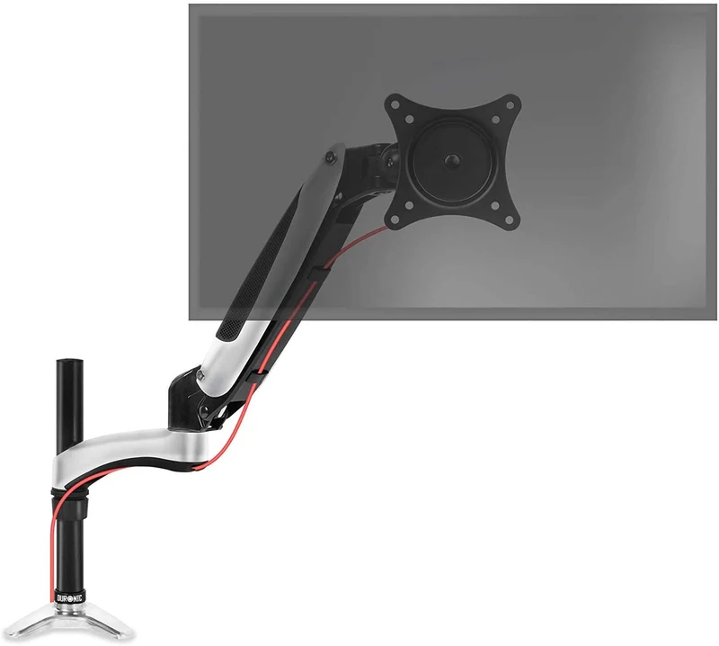 Duronic DM651X2 BK Braccio per un monitor da 15 a 27 pollici | Supporto per schermo singolo | Inclinazione e altezza regolabile | VESA 75 100 | Supporto monitor con tensione gas per PC | Con morsetto
