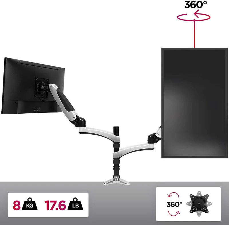 Duronic DM651X2 BK Braccio per un monitor da 15 a 27 pollici | Supporto per schermo singolo | Inclinazione e altezza regolabile | VESA 75 100 | Supporto monitor con tensione gas per PC | Con morsetto