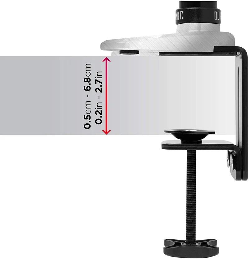 Duronic DM651X2 BK Braccio per un monitor da 15 a 27 pollici | Supporto per schermo singolo | Inclinazione e altezza regolabile | VESA 75 100 | Supporto monitor con tensione gas per PC | Con morsetto