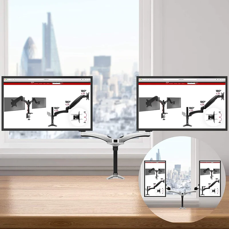 Duronic DM652 BK Supporto Monitor doppio per 2 schermi da 15-27 pollici, Braccio monitor PC ergonomico fino 8kg, VESA 75/100mm, regolabile altezza inclinazione girevole, per ufficio casa scuola, nero