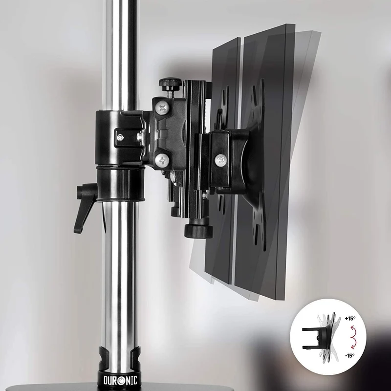 Duronic DM753 Supporto per 3 monitor - Base in acciaio per schermi fino a 24" - Altezza regolabile - Guida in alluminio per schermi fino a 8 kg - Inclinazione +/-15° - Rotazione schermi 360°