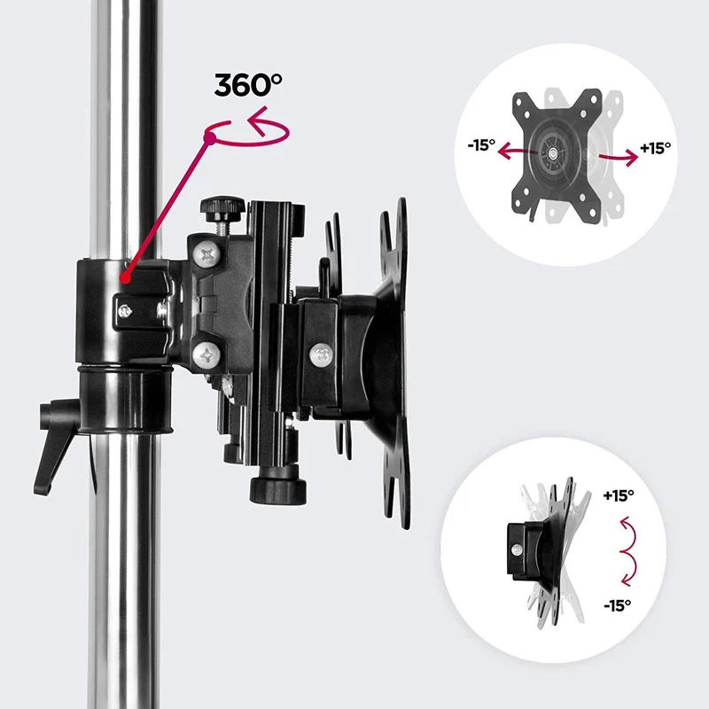 Duronic DM753 Supporto per 3 monitor - Base in acciaio per schermi fino a 24" - Altezza regolabile - Guida in alluminio per schermi fino a 8 kg - Inclinazione +/-15° - Rotazione schermi 360°