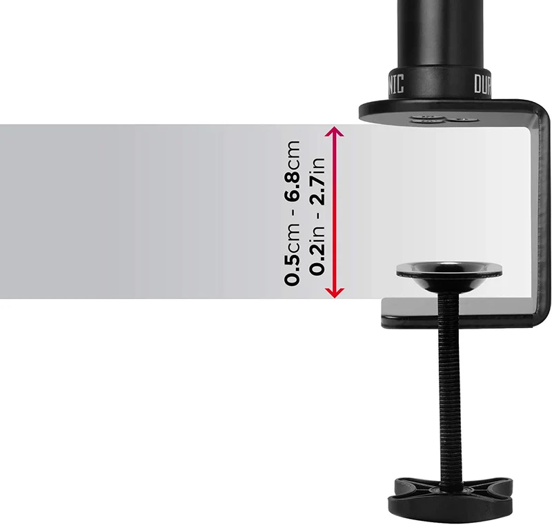Duronic DM35V2X2 BK Supporto Monitor doppio per 2 schermi da 13-27 pollici, Braccio monitor PC ergonomico fino 8kg, VESA 75/100, regolabile altezza inclinazione girevole, per ufficio casa scuola, nero