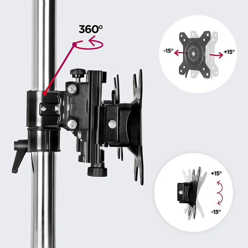 Duronic DM754 Supporto per 4 monitor - Base in acciaio per schermi fino a 24" - Altezza regolabile - Guida in alluminio per schermi fino a 8 kg - Inclinazione +/-15° - Rotazione schermi 360°