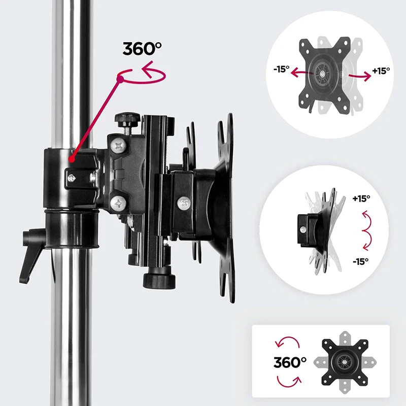 Duronic DM756 Supporto per 6 monitor - Base in acciaio per schermi fino a 24" - Altezza regolabile - Guida in alluminio per schermi fino a 5 kg - Inclinazione +/-15° - Rotazione schermi 360°
