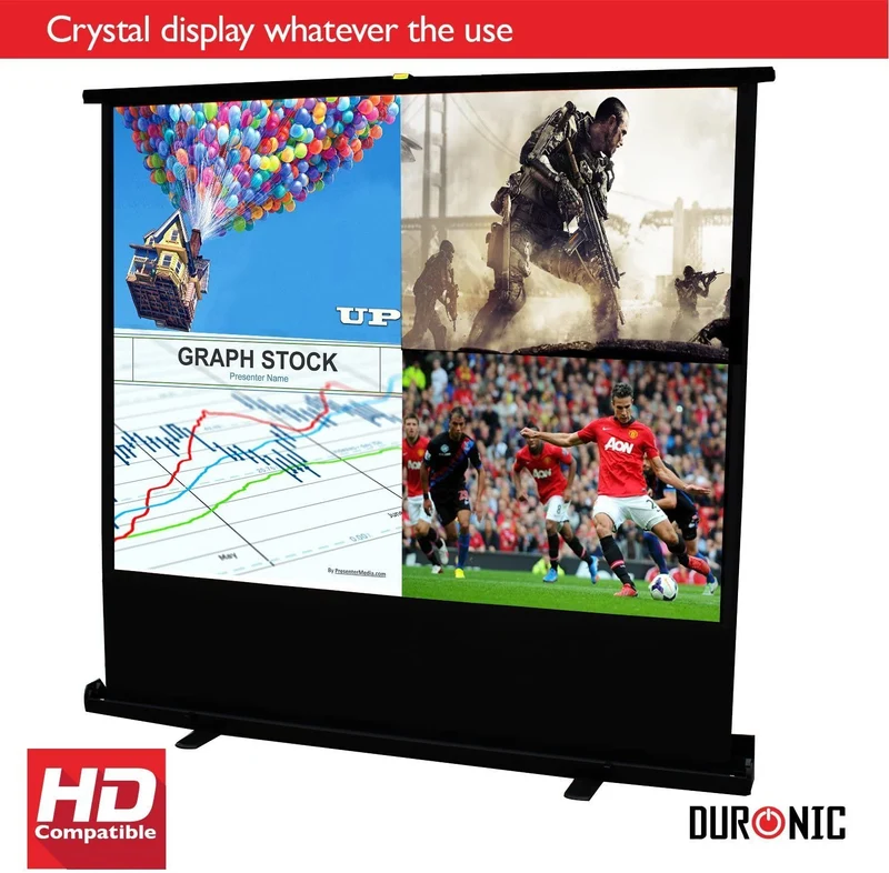 Duronic FPS100 /43 schermo di proiezione 100 formato 4:3 / 203 X 152 cm - telo proiettore retrattile auto-portante per videoproiettore Full HD 3D 4K - Home cinema home theater ufficio
