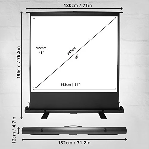 Duronic FPS80 /43 schermo di proiezione 80 formato 4:3 / 163 X 122 cm - telo proiettore retrattile auto-portante per videoproiettore Full HD 3D 4K - Home cinema home theater ufficio