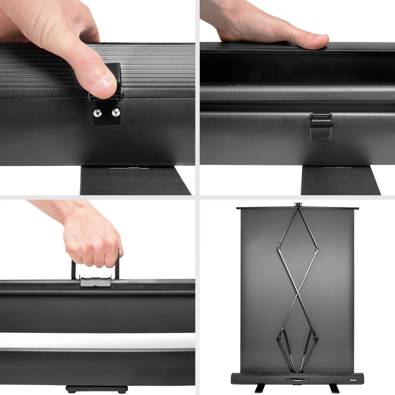 Duronic FPS80 /43 schermo di proiezione 80 formato 4:3 / 163 X 122 cm - telo proiettore retrattile auto-portante per videoproiettore Full HD 3D 4K - Home cinema home theater ufficio