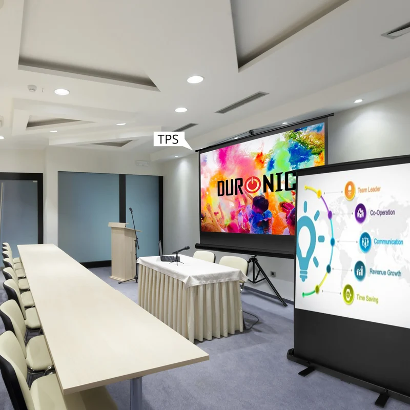 Duronic FPS80 /43 schermo di proiezione 80 formato 4:3 / 163 X 122 cm - telo proiettore retrattile auto-portante per videoproiettore Full HD 3D 4K - Home cinema home theater ufficio