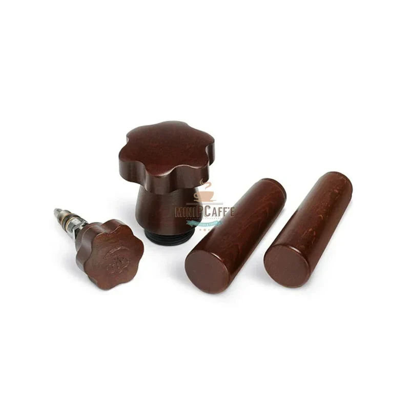 La Pavoni Brown Wood Handle Set with Bottomless Portafilter and Tamper