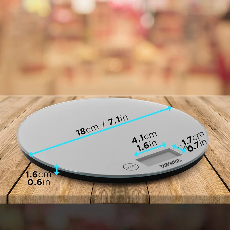 Duronic KS1055 Bilancia da cucina - Bilancia ad alta precisione con display digitale - Portata 1g / 5 kg - Piattaforma in vetro - Funzione Tara - Ideale per cucina e pasticceria