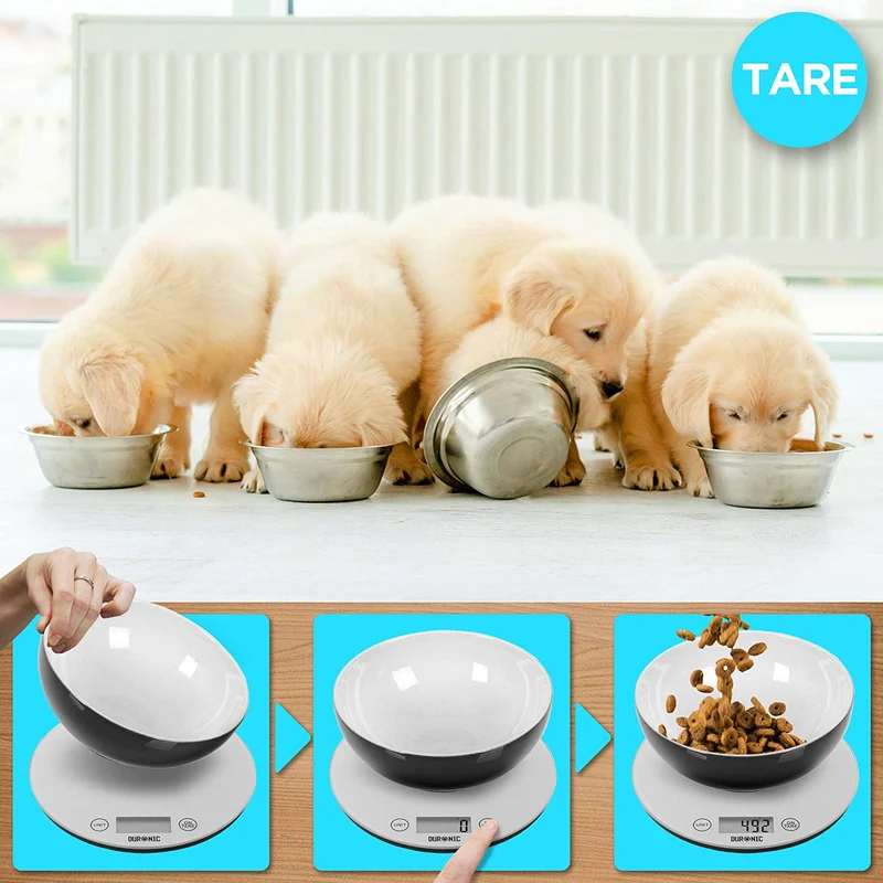 Duronic KS1055 Bilancia da cucina - Bilancia ad alta precisione con display digitale - Portata 1g / 5 kg - Piattaforma in vetro - Funzione Tara - Ideale per cucina e pasticceria