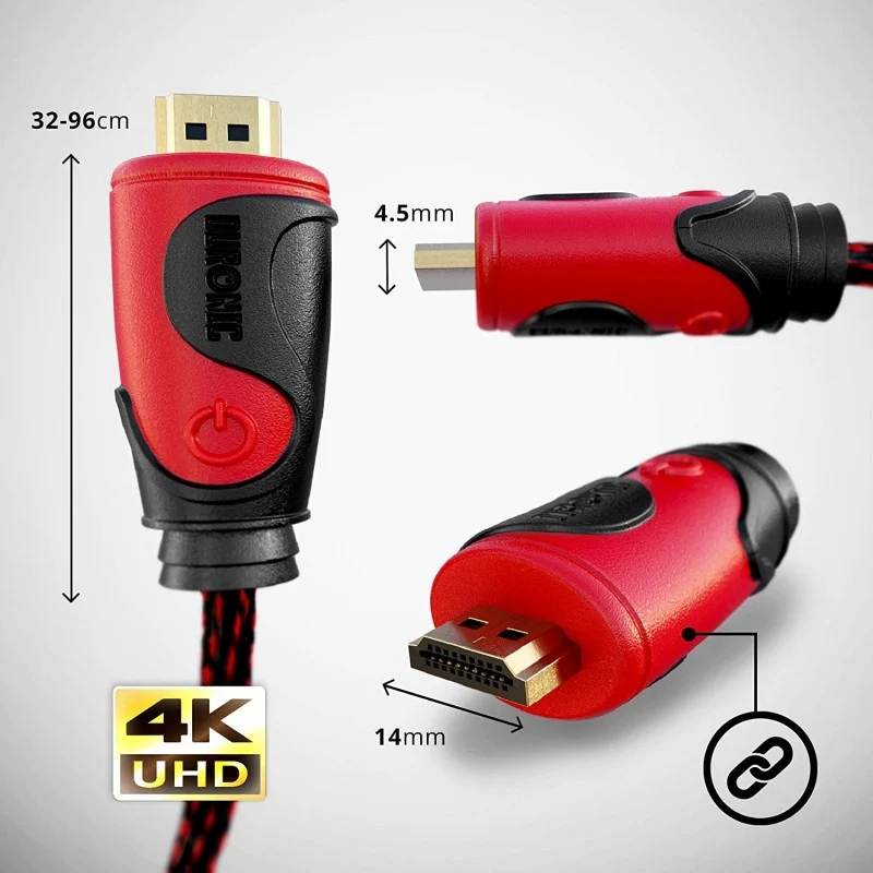 Duronic HDC03 /1.5m - Cavo HDMI schermato di ultima generazione V2.0 - 1.5 metri - connettori placcati oro 24k inclinabili e rotanti - Consente la trasmissione di segnale full HD 1080p 4K 2160p compatibilità ethernet