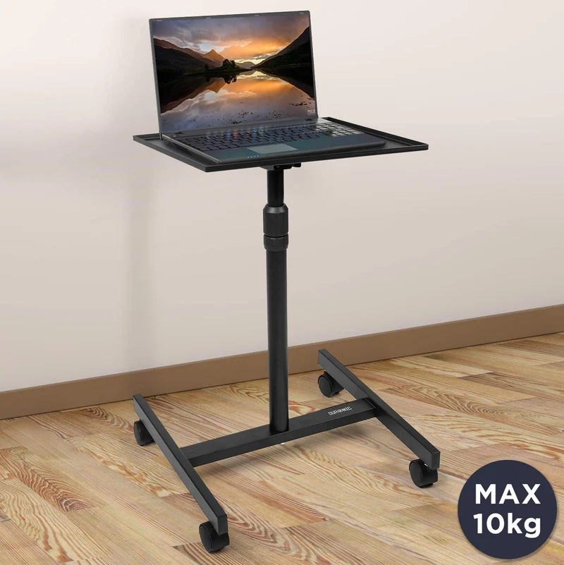 Duronic WPS20 supporto per proiettore tavolo videoproiettore supporto mobile laptop PC portatile altezza regolabile 65 - 106 cm carrello da terra mobile con ruote ideale per presentazioni