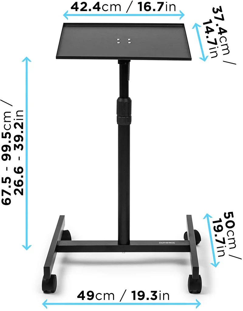 Duronic WPS20 supporto per proiettore tavolo videoproiettore supporto mobile laptop PC portatile altezza regolabile 65 - 106 cm carrello da terra mobile con ruote ideale per presentazioni