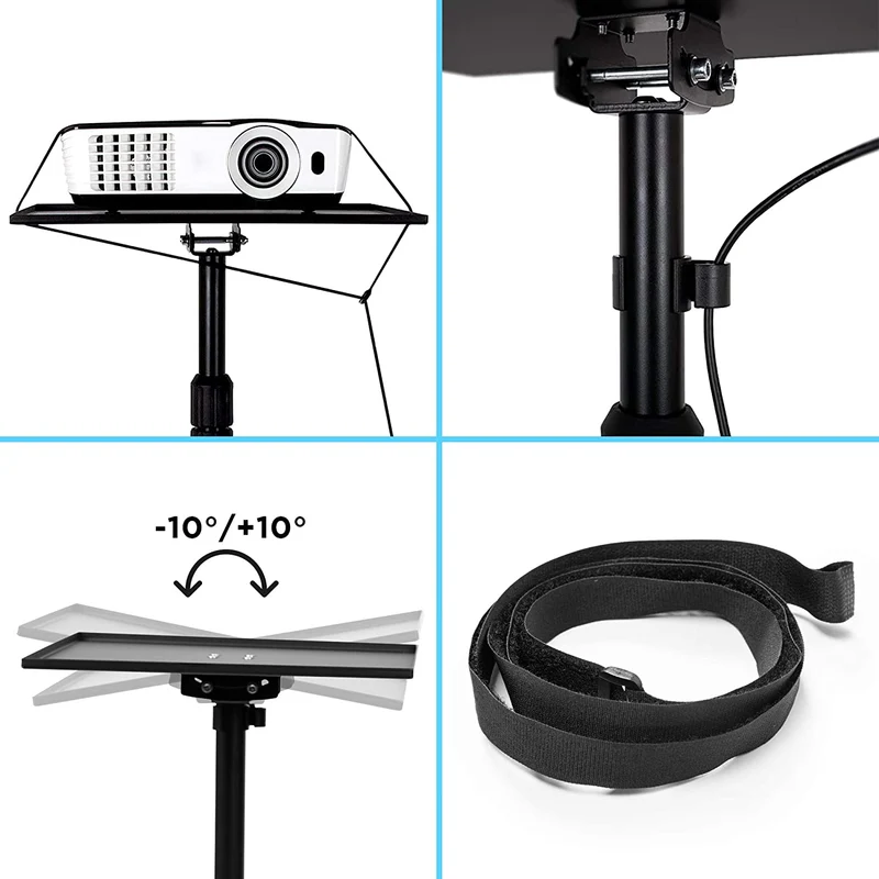 Duronic WPS20 supporto per proiettore tavolo videoproiettore supporto mobile laptop PC portatile altezza regolabile 65 - 106 cm carrello da terra mobile con ruote ideale per presentazioni